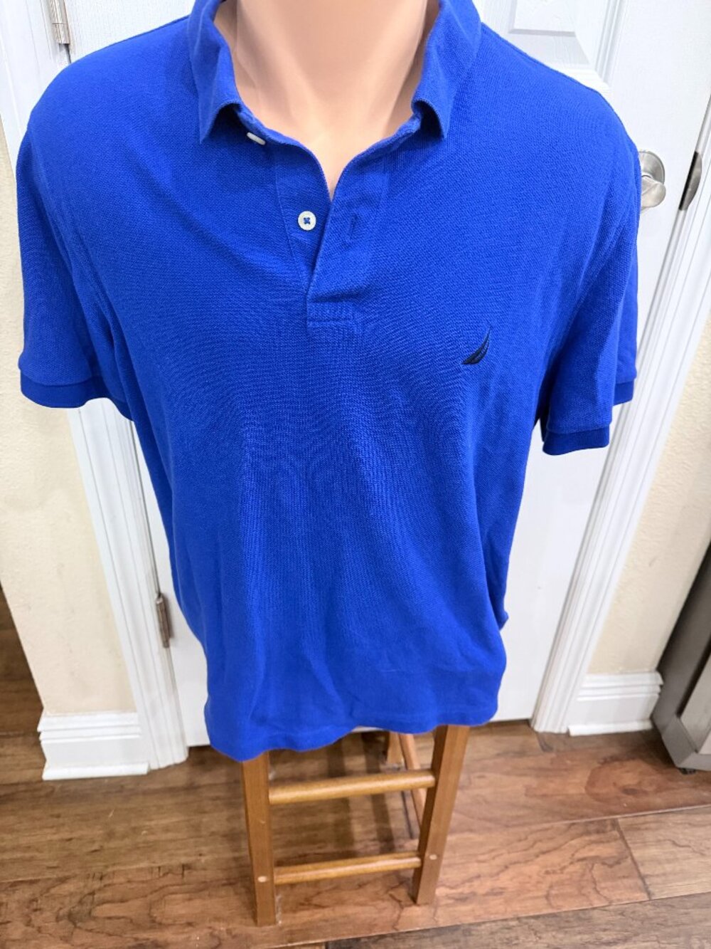 Nautica Classic Fit Polo Shirt Men’s L Royal Blue 100% Cotton Logo